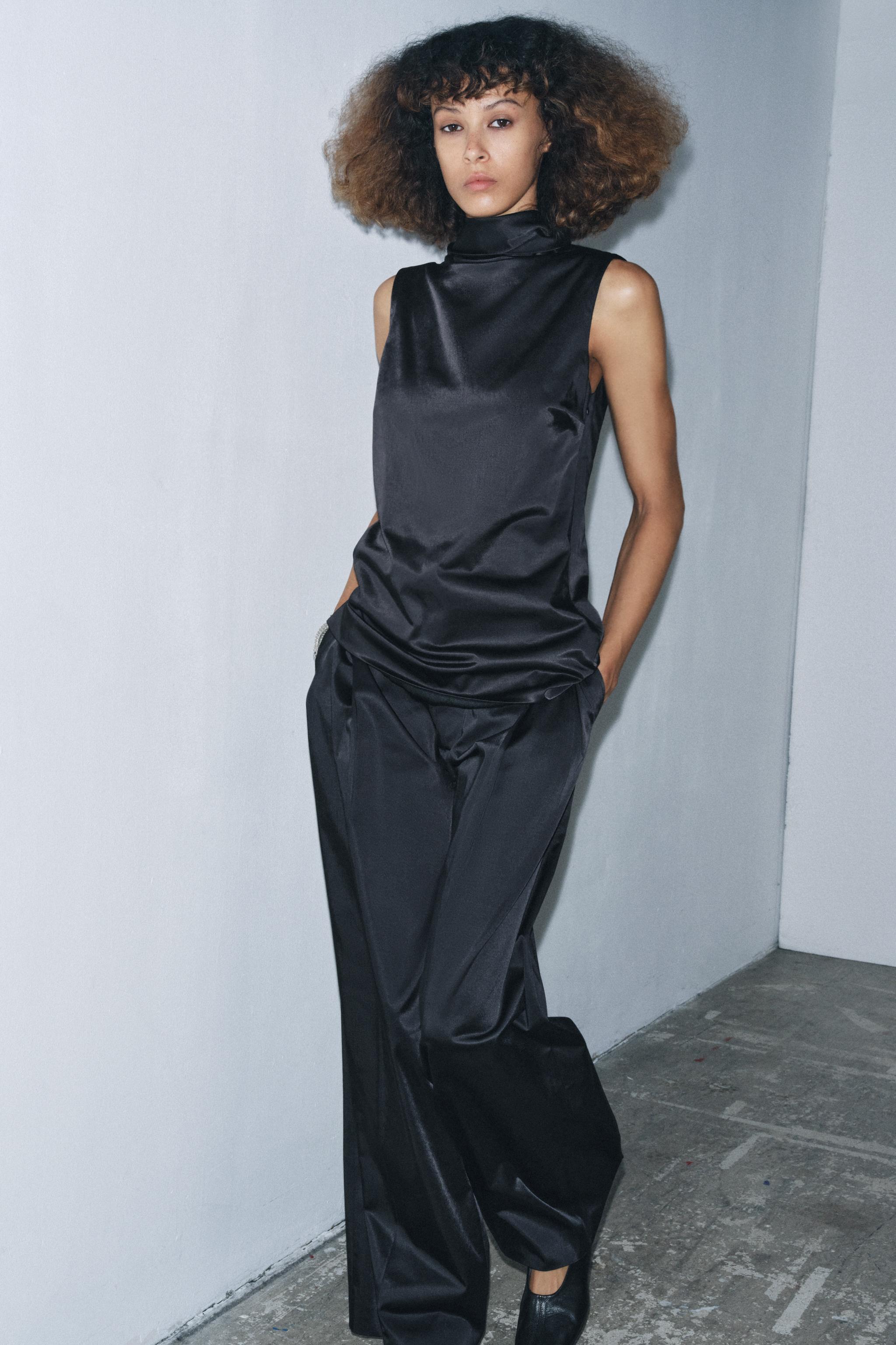 SATIN PLEATED PANTS ZW COLLECTION